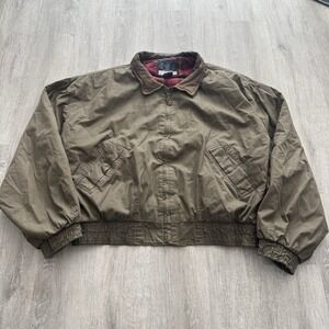 Vintage GAP Bomber Zip Up Brown Leather Jacket Detroit Style Lined Size XL